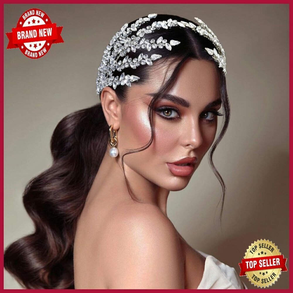Handmade Bridal Headband with Rhinestones, Wedding Hair Accessory